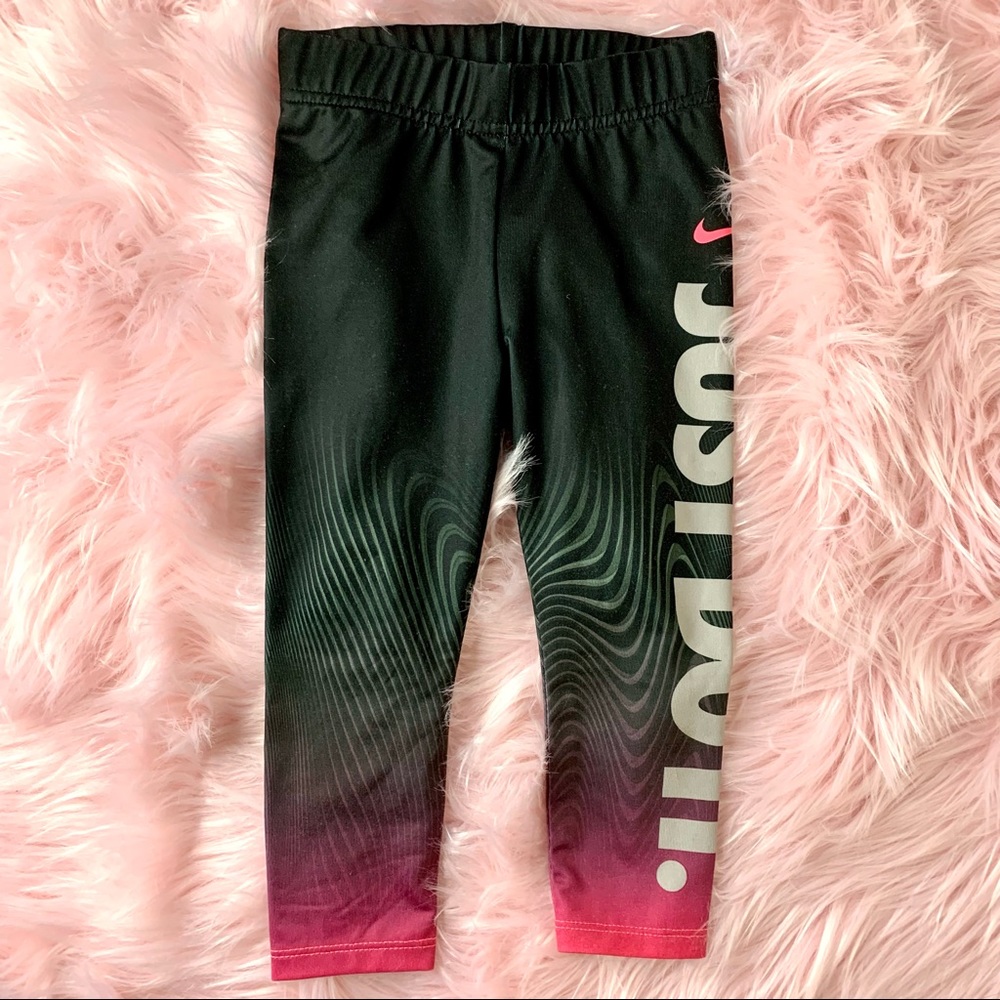 ❕ Nike ❕ ‘Just Do It’ Toddler Girl’s Black and Pink Leggings, 2T